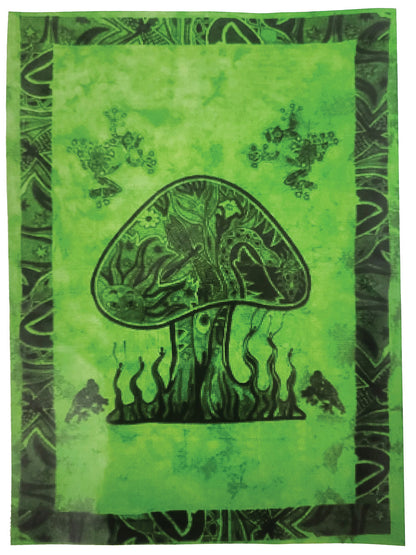 Magic Mushroom Frogs Tapestry