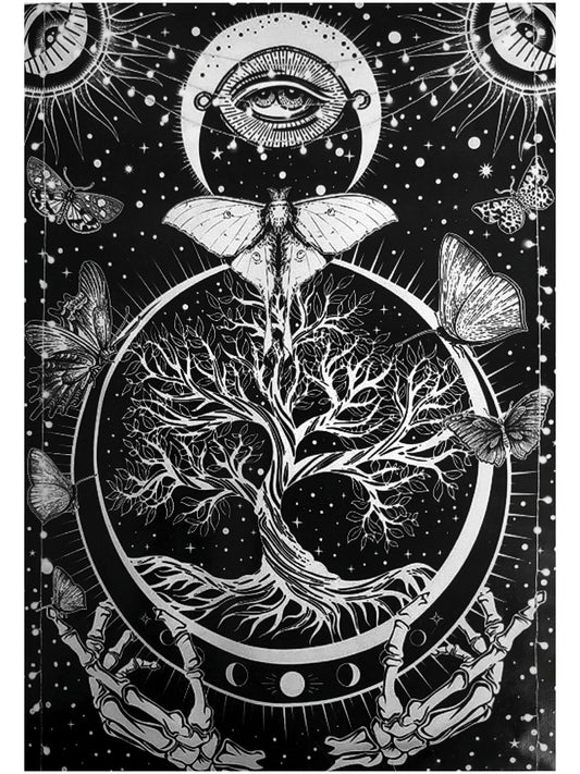 Tree of Life Butterfly Sun Moon Tapestry