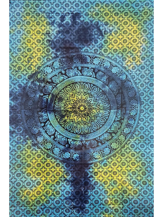 Mandala Elephants Floral Tapestry