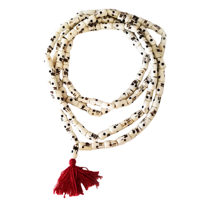 Handmade Bone Skull Mala Prayer Bead Necklace