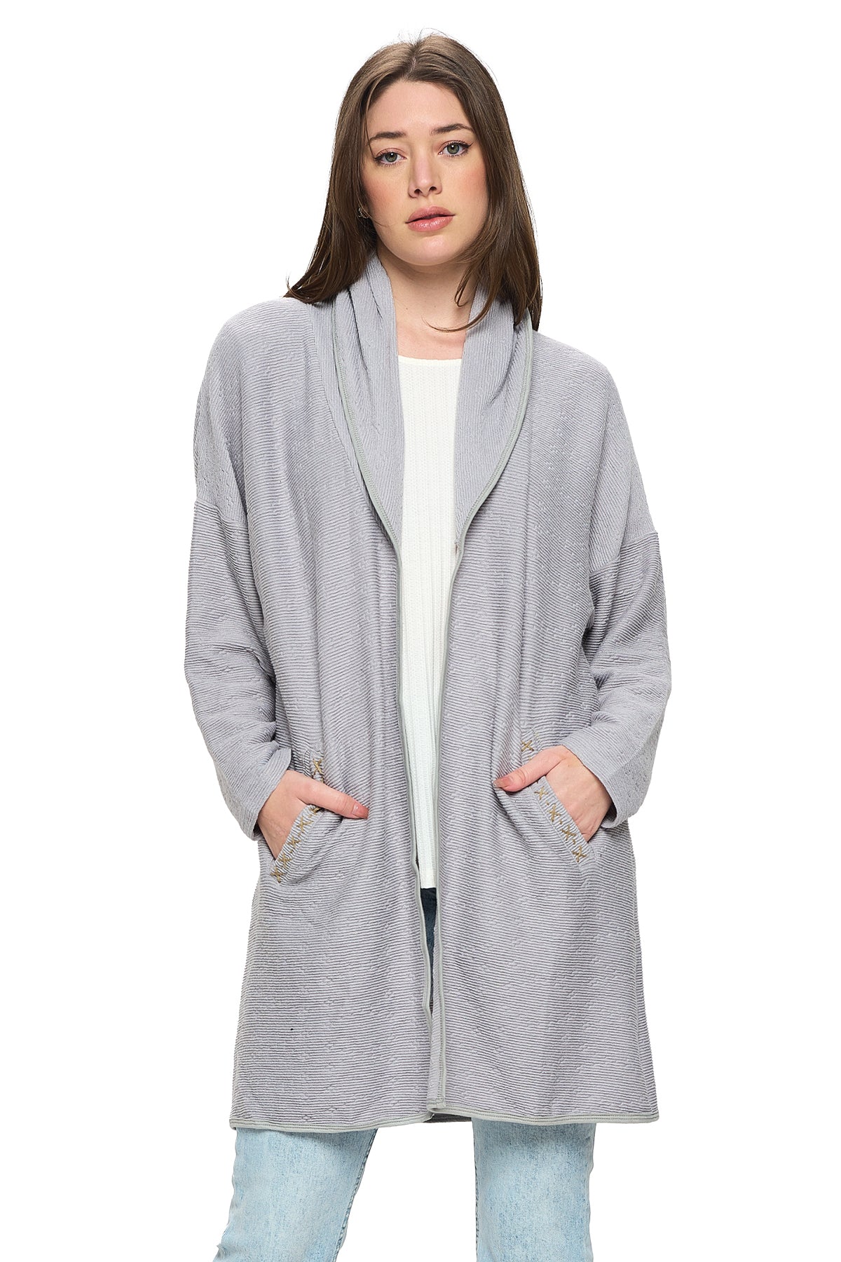 Cardigan Textured Oversized With Pockets