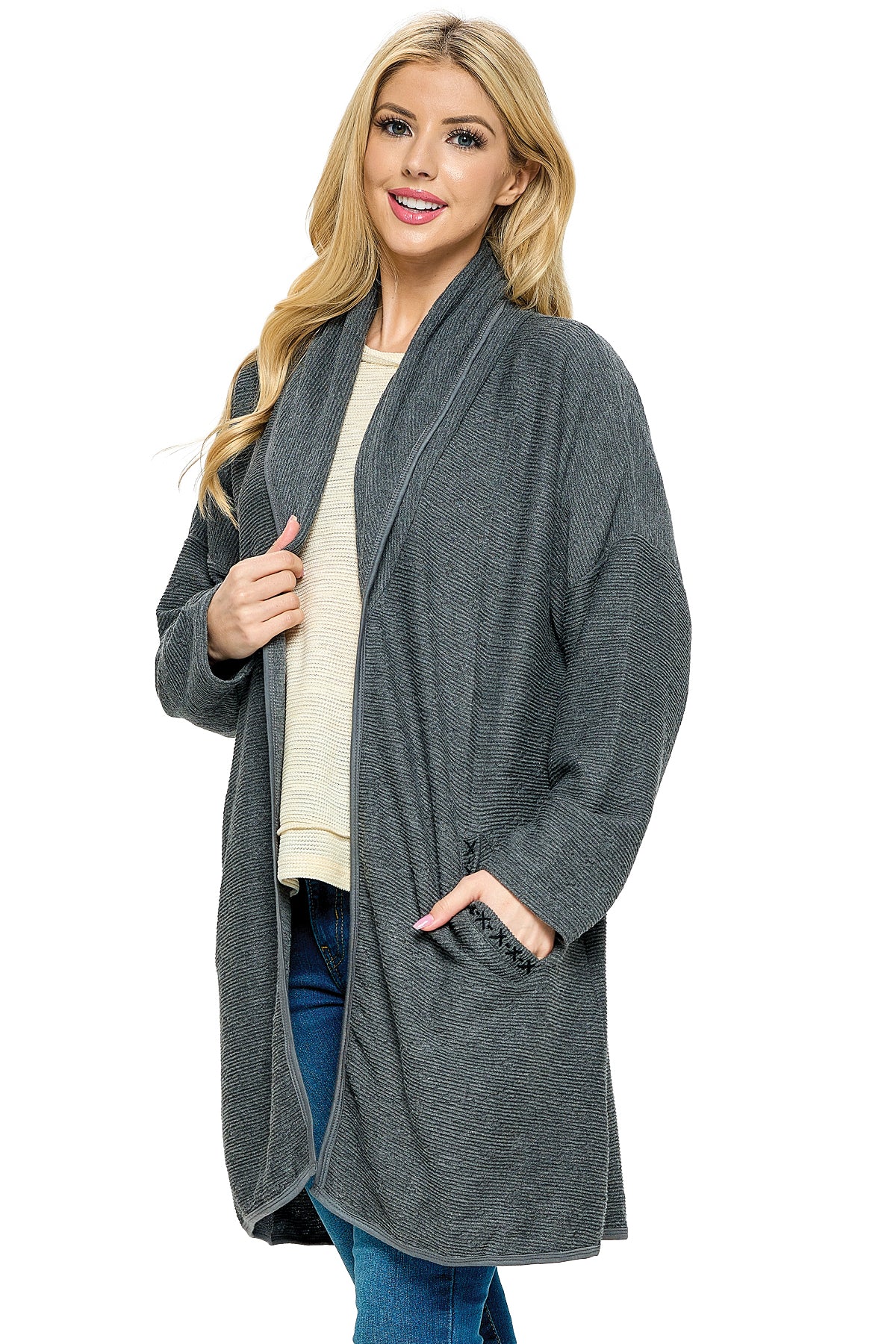 Cardigan Textured Oversized With Pockets