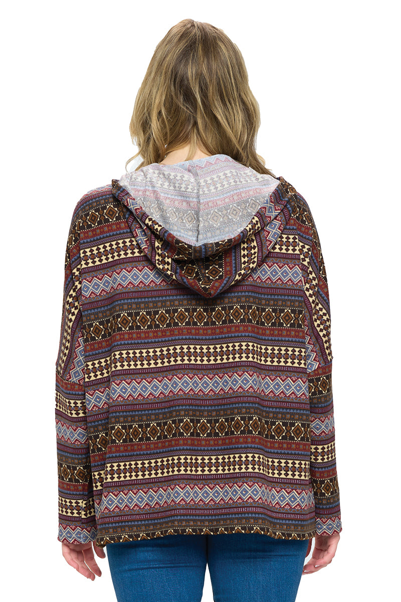 Hoodie Tribal Print Loose Fit