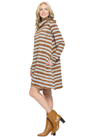 Dress Striped Cowl Neck