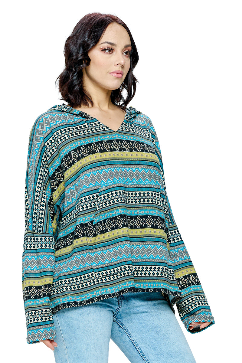 Hoodie Tribal Print Loose Fit