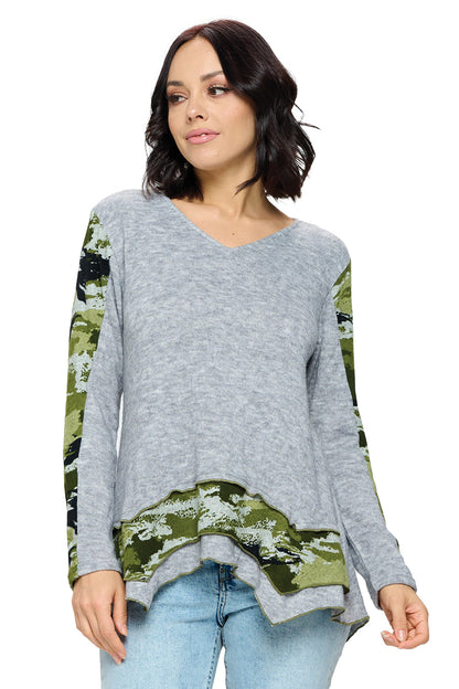 Top Patchwork Contrast Camouflage