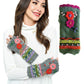 Knit Fingerless Gloves Floral Crochet Details