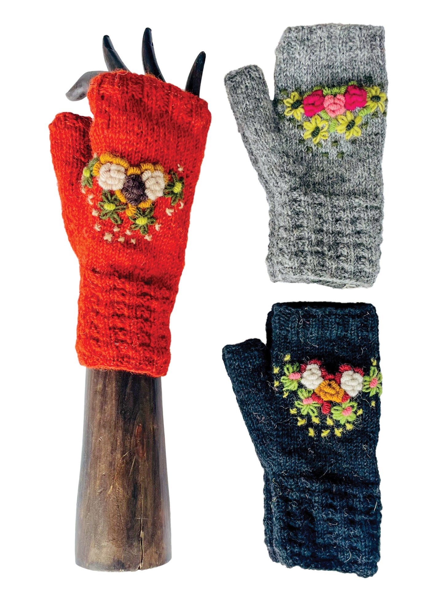 Fingerless Gloves Crochet Flowers