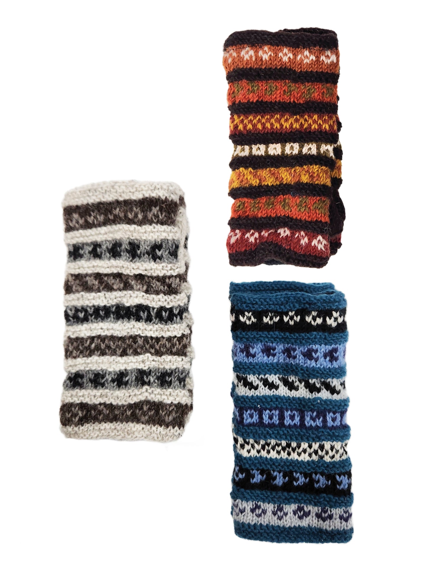 Handmade Fingerless Knit Gloves Striped