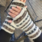 Handmade Fingerless Knit Gloves Striped