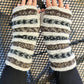 Handmade Fingerless Knit Gloves Striped