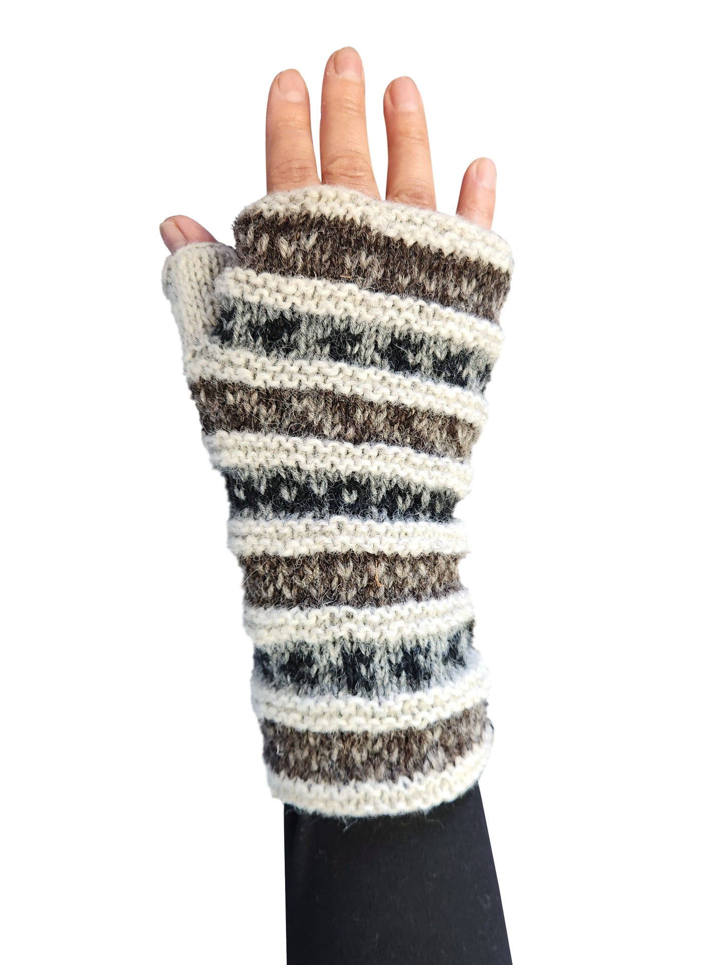 Handmade Fingerless Knit Gloves Striped