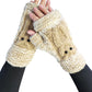Handmade Fingerless Knit Gloves Owl