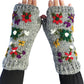 Handmade Knit Fingerless Floral Gloves
