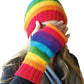 Fingerless Gloves Rainbow Fleece Lined