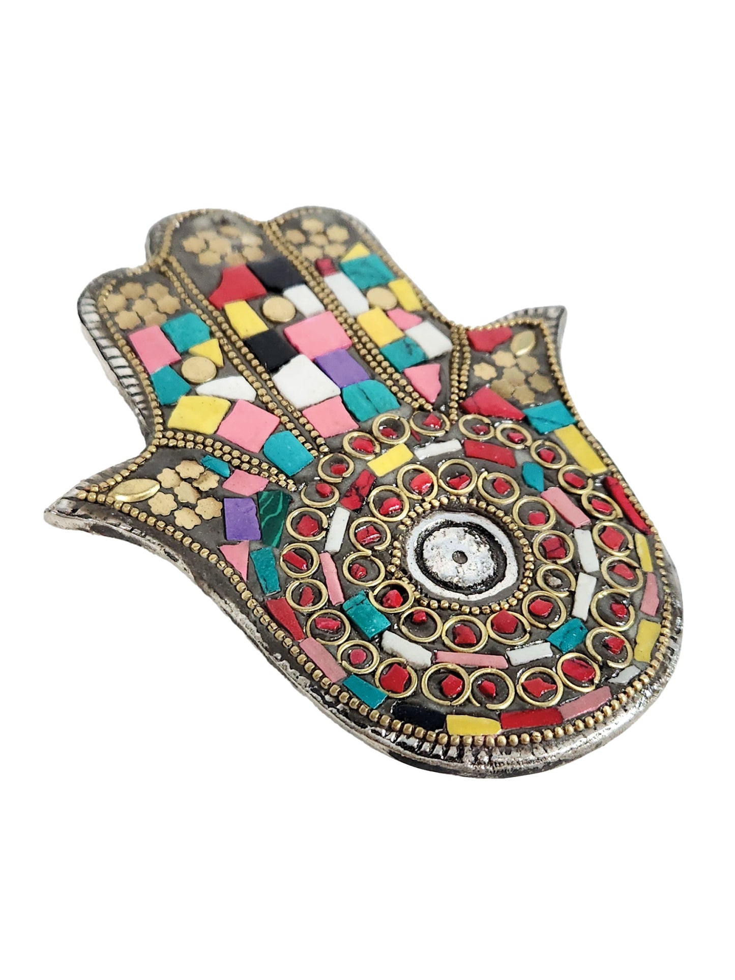 Hamsa Mosaic Multicolor Incense Holder