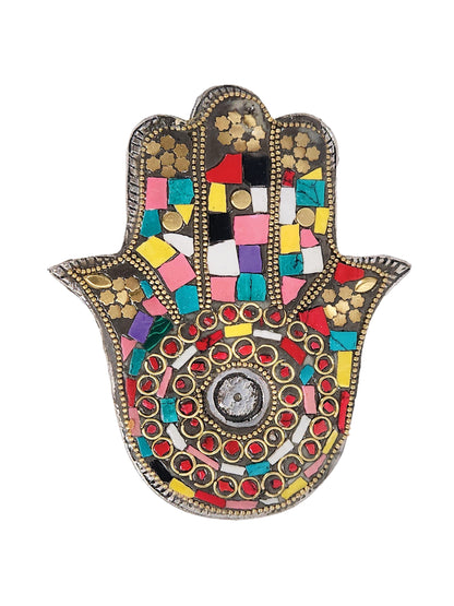 Hamsa Mosaic Multicolor Incense Holder