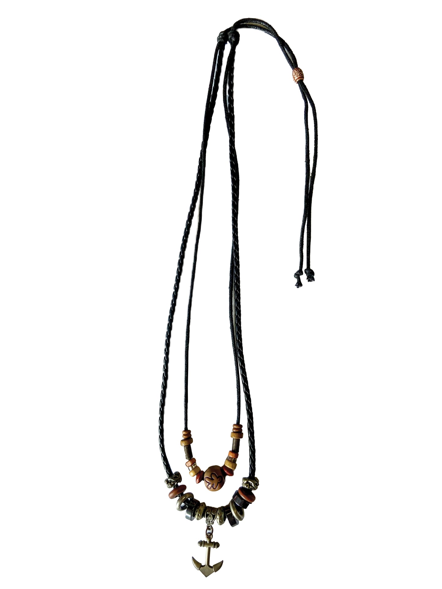Multilayer Anchor Pendant Multi-Beaded Necklace