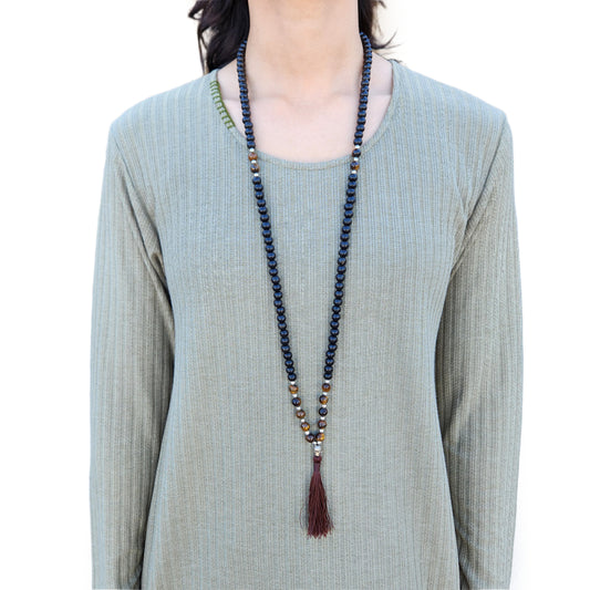 Beaded Tassel Mala Tiger's Eye