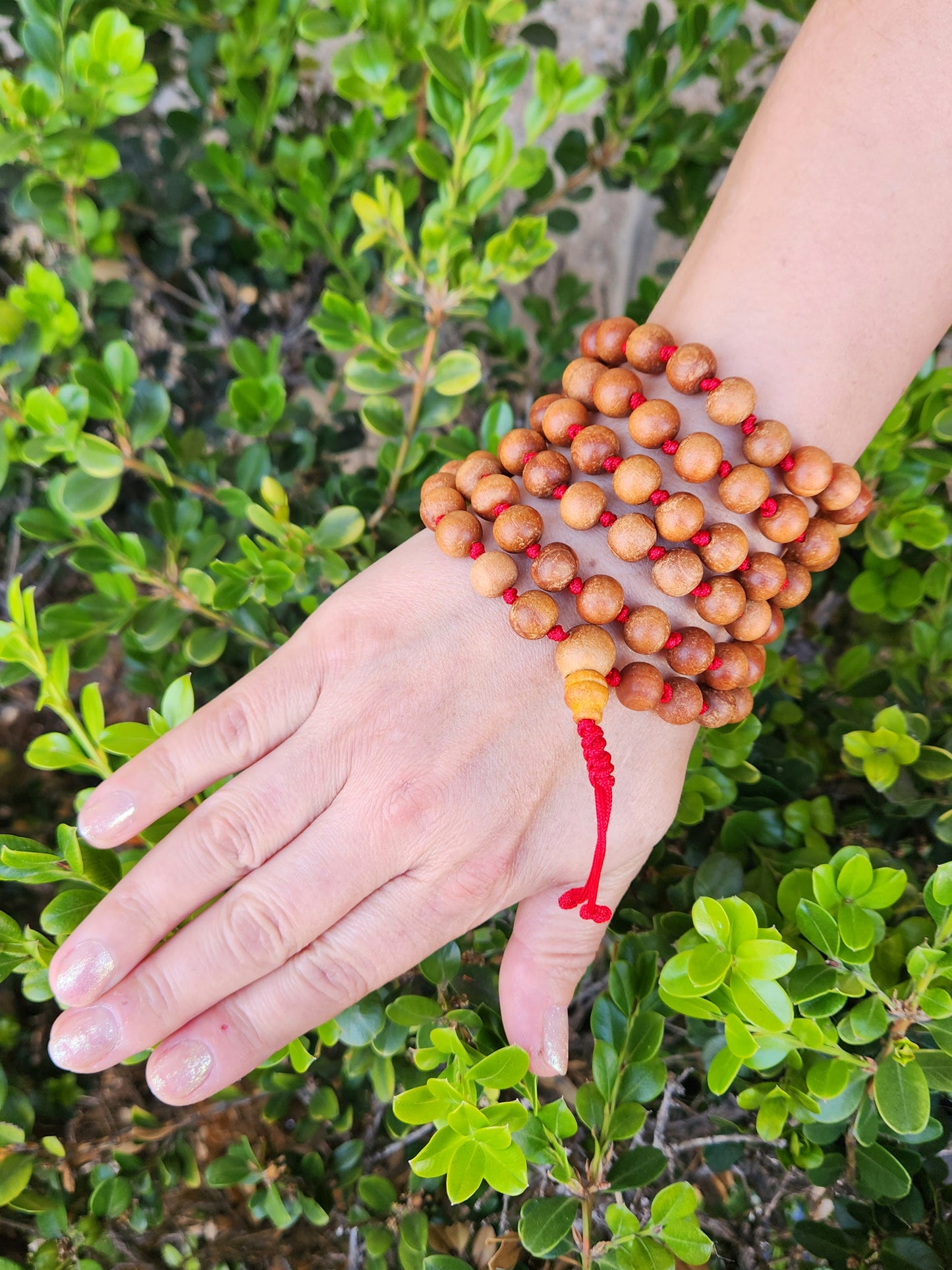 Wood Bead Knotted Mala
