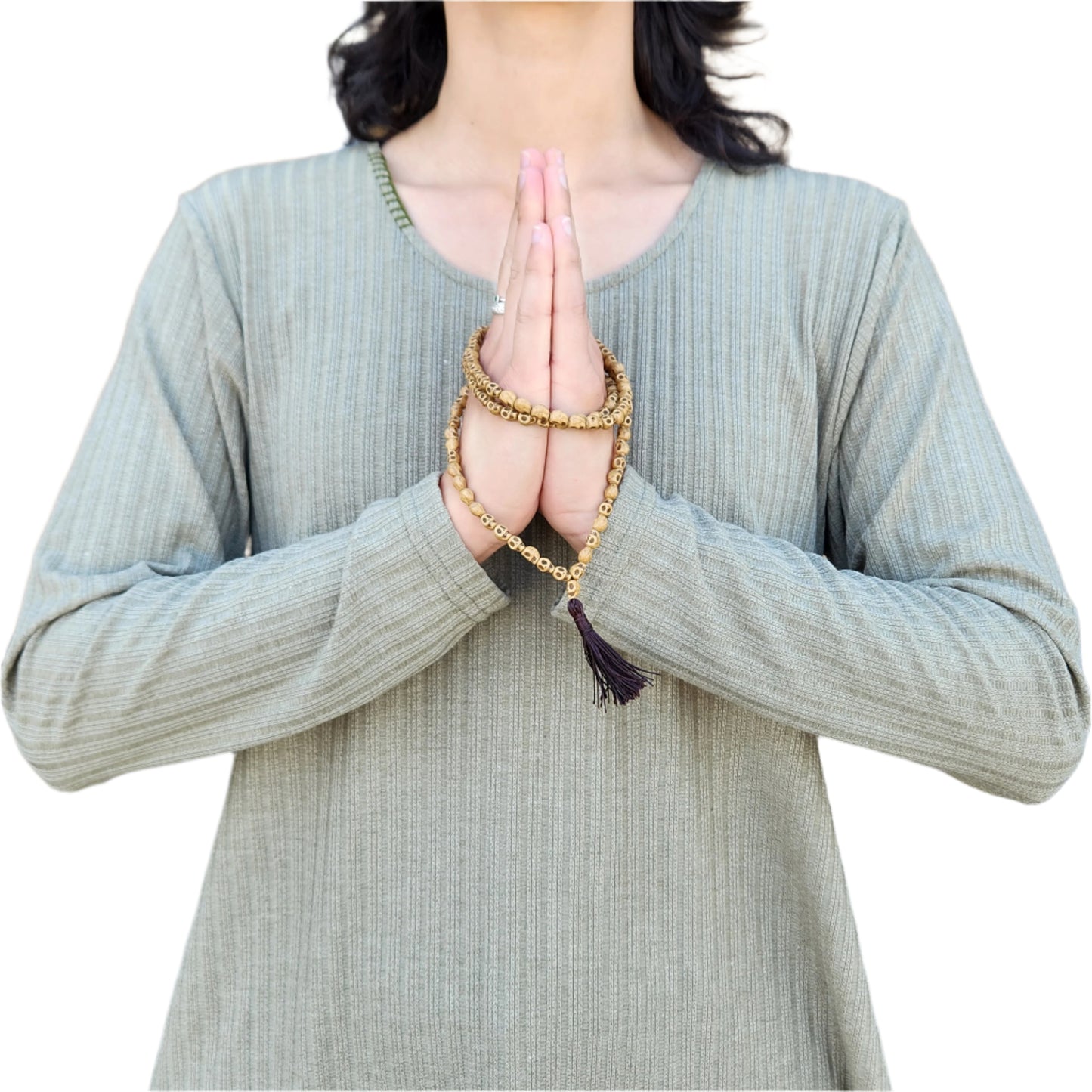 Prayer Skull Mala Bead Necklace Tassel