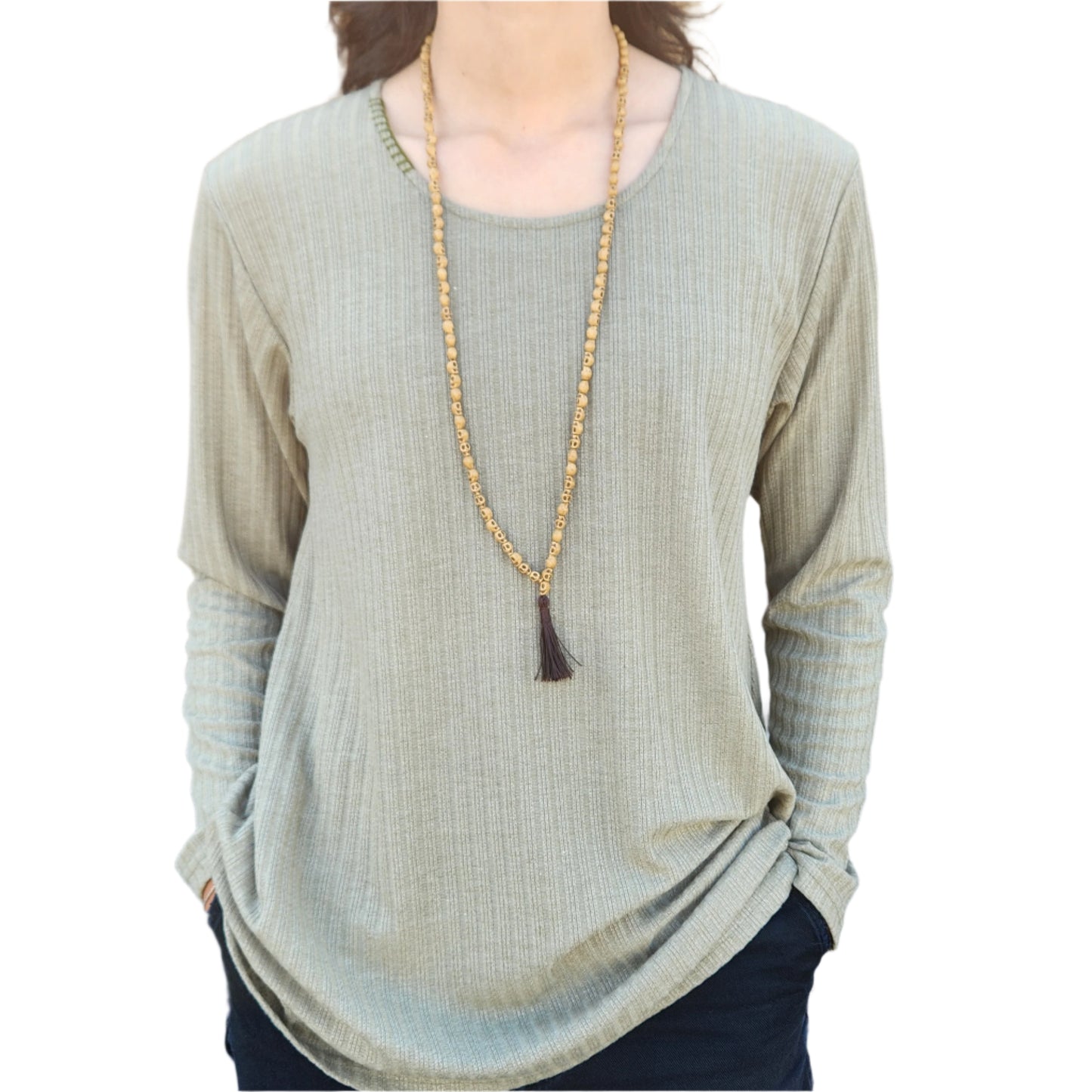 Prayer Skull Mala Bead Necklace Tassel