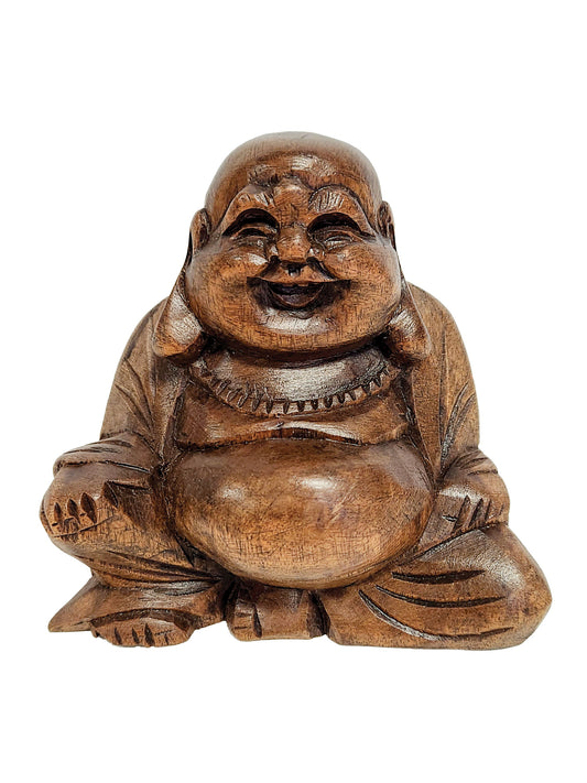 Wooden Happy Buddha Statue