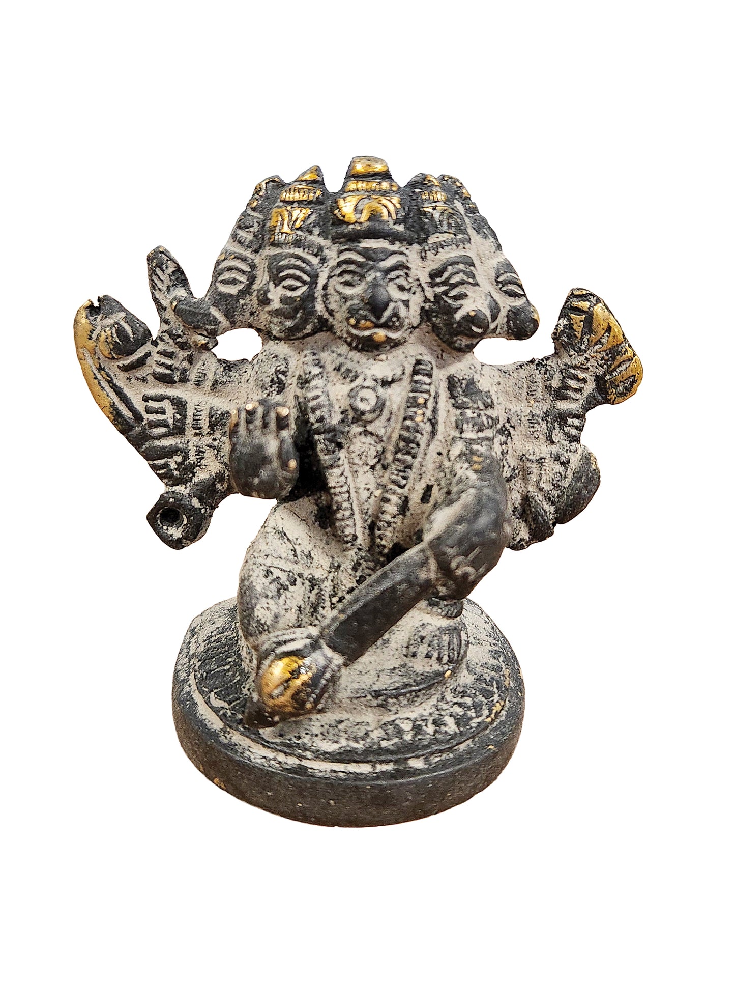 Panchamukhi Hanuman Black Brass Statue Sand Finish