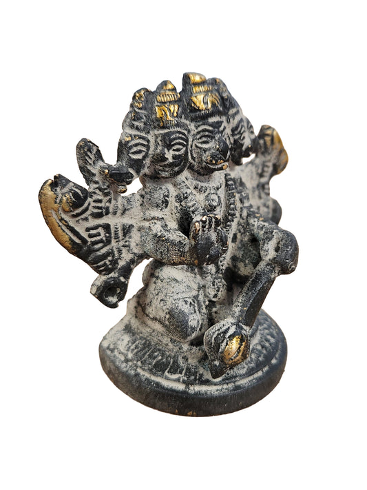 Panchamukhi Hanuman Black Brass Statue Sand Finish