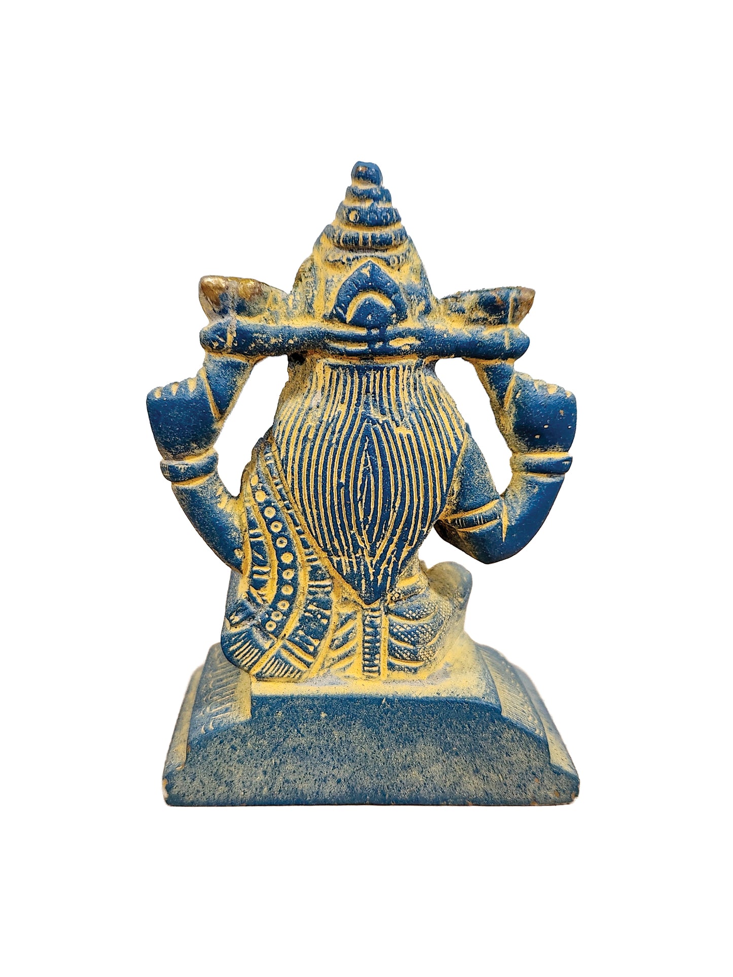 Blue Laxmi Brass Statue Blue Sand Finish