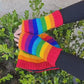 Fingerless Gloves Rainbow Fleece Lined