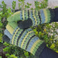 Handmade Knit Gloves Colorblock Striped