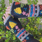 Handmade Knit Fingerless Floral Gloves