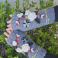 Handmade Knit Fingerless Floral Gloves