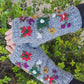 Handmade Knit Fingerless Floral Gloves