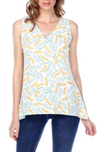 Women’s Clothing | Woman's Contemporary Fashion | Leaf Print Crisscross V-Neck Sleeveless Top