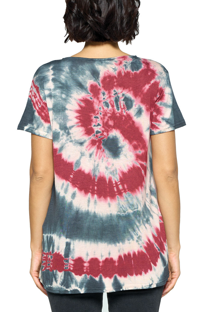 Top Loose Fit Spiral Tie Dye Buttons