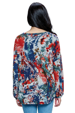 Top Abstract Multicolor Print Loose Fit