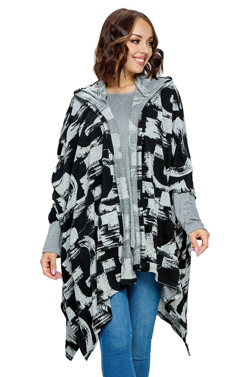 Wrap Hooded Colorblock Loose Fit