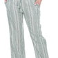 Natural Striped Wide Leg Pants With Drawstring & Pockets