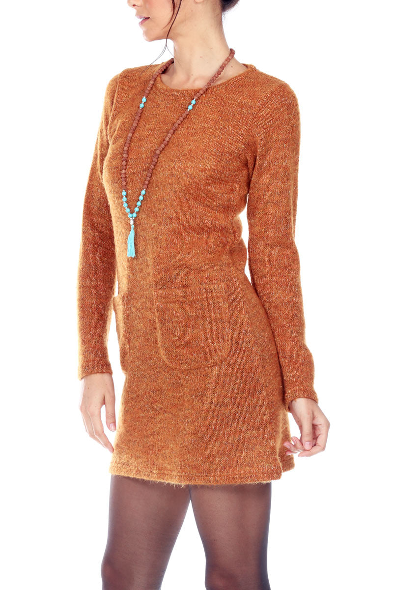Cozy Knit Tunic Top With Patch Pockets