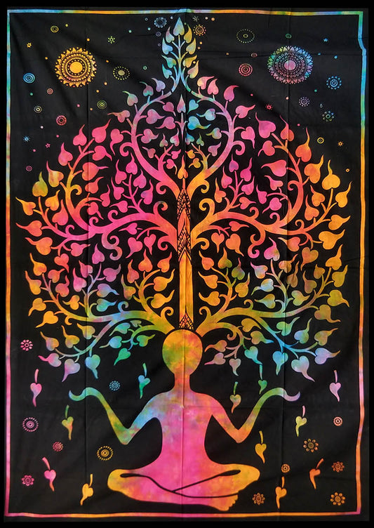 Meditation Under Tree Of Life Tapestry