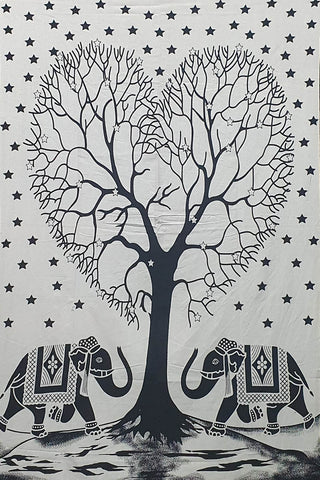 Elephant Heart Shaped Tree Of Life Tapestry