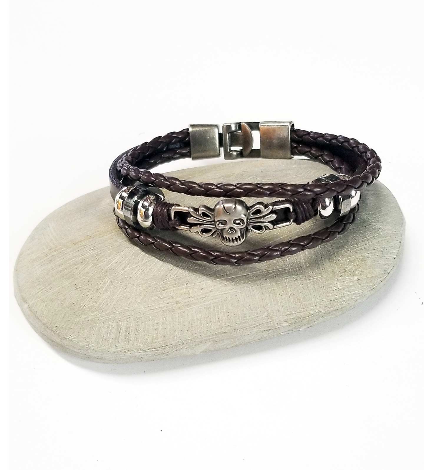 Yaknyeti  Accessories | Mala | Bracelet Multi Layer Leather Protection Skull Charm