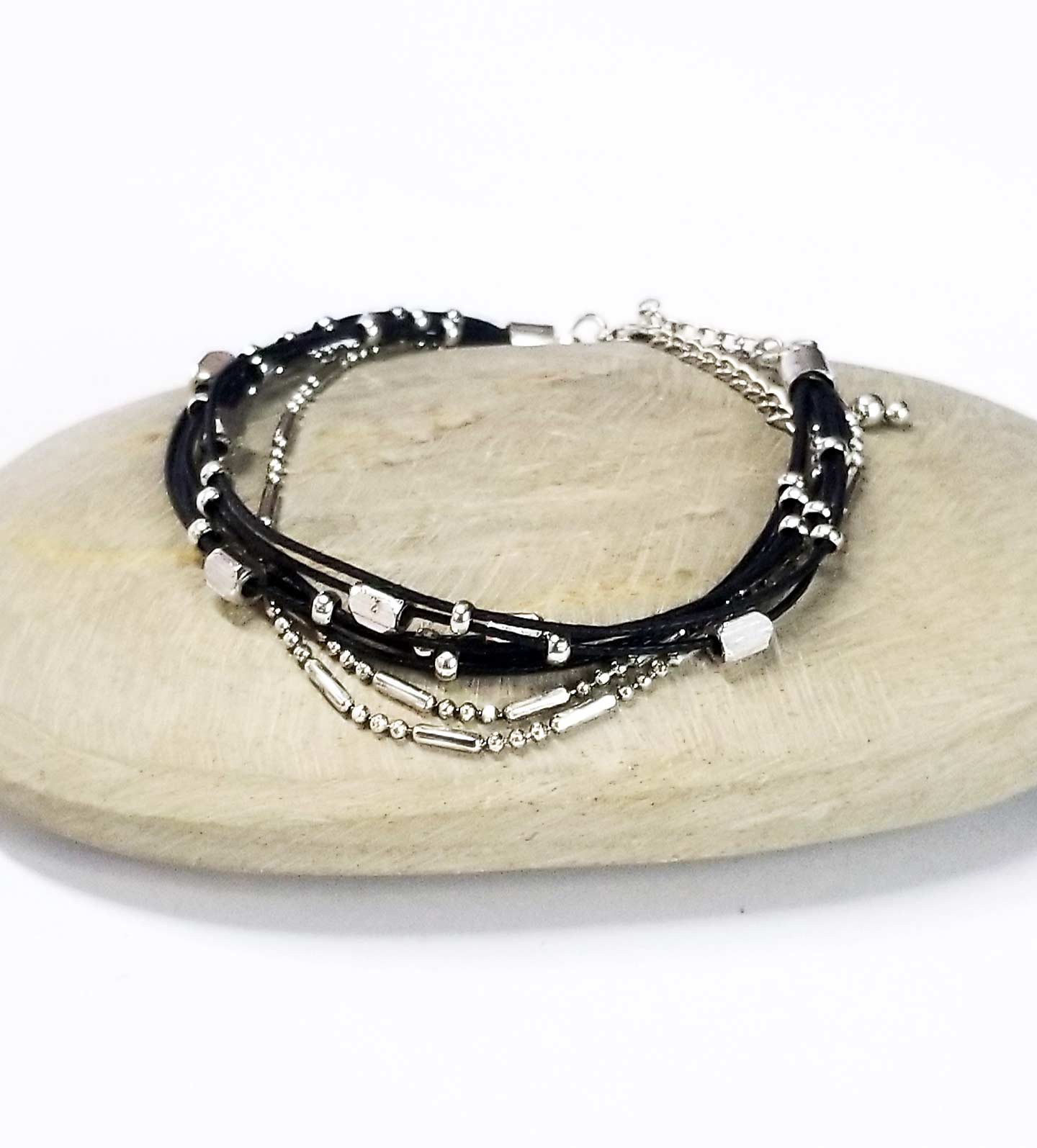 Yaknyeti  Accessories | Mala | Bracelet Multi Layer Silver Tone Beads