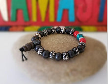 Tibetan Om With Coral/Turquoise Bracelet