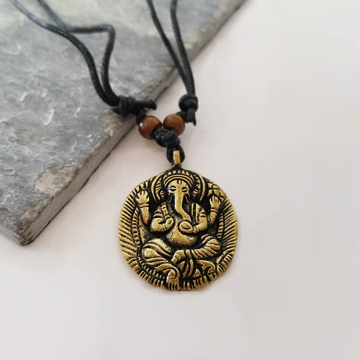 Accessories | Mala | Brass Ganesh Necklace Adjustable Cord
