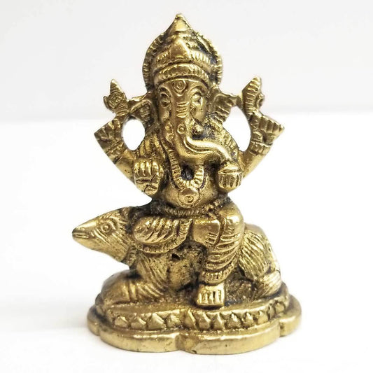 Statue | Home Decoration | Ganesh statue | Brass Blessing Ganesh Sitting In Mongoose